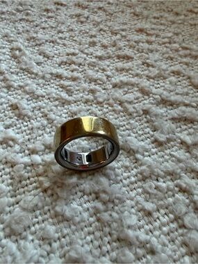 Wide Two-Tone Metal Band Ring - Gold & Silver